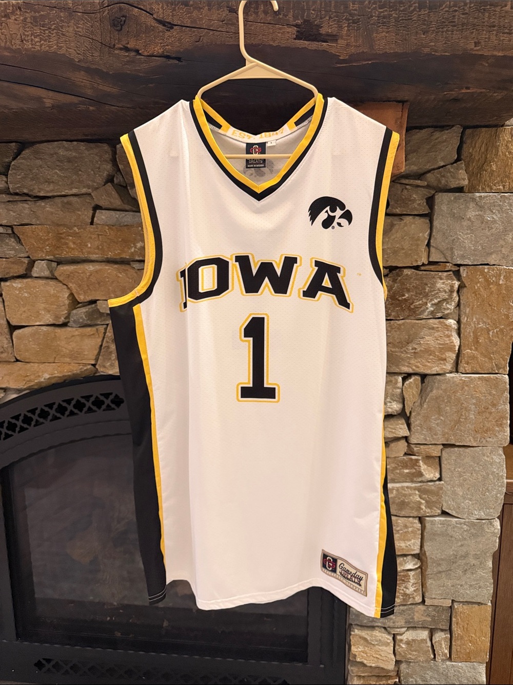 Iowa Hawkeyes #1 White and Black Basketball Jersey